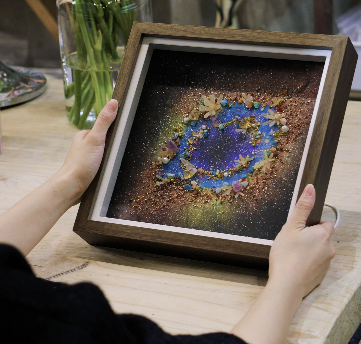 Hand-Painted Celestial Oculus — LED Light Frame