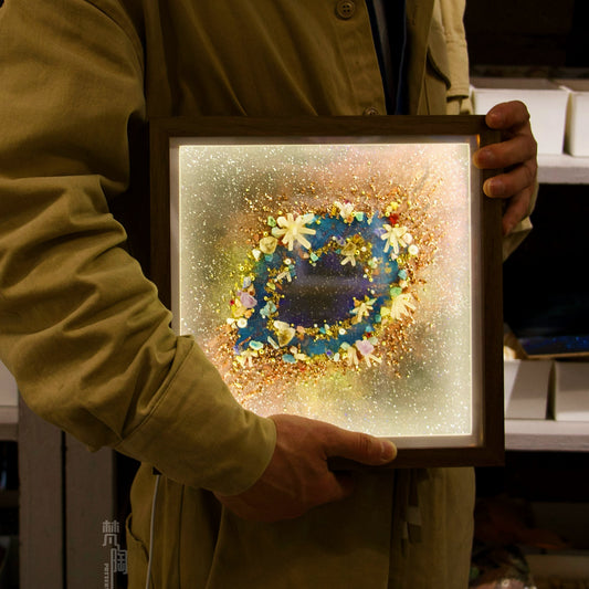 Hand-Painted Celestial Oculus — LED Light Frame
