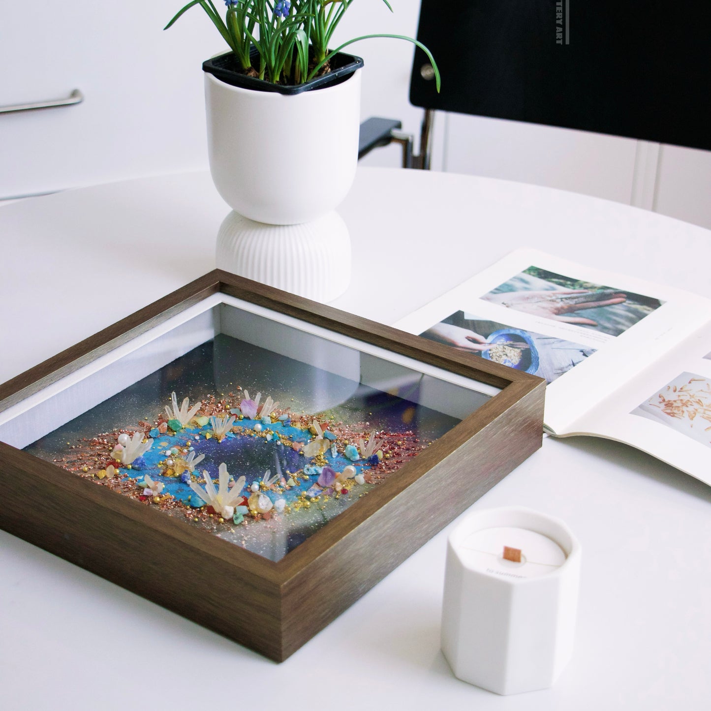 Hand-Painted Celestial Oculus — LED Light Frame