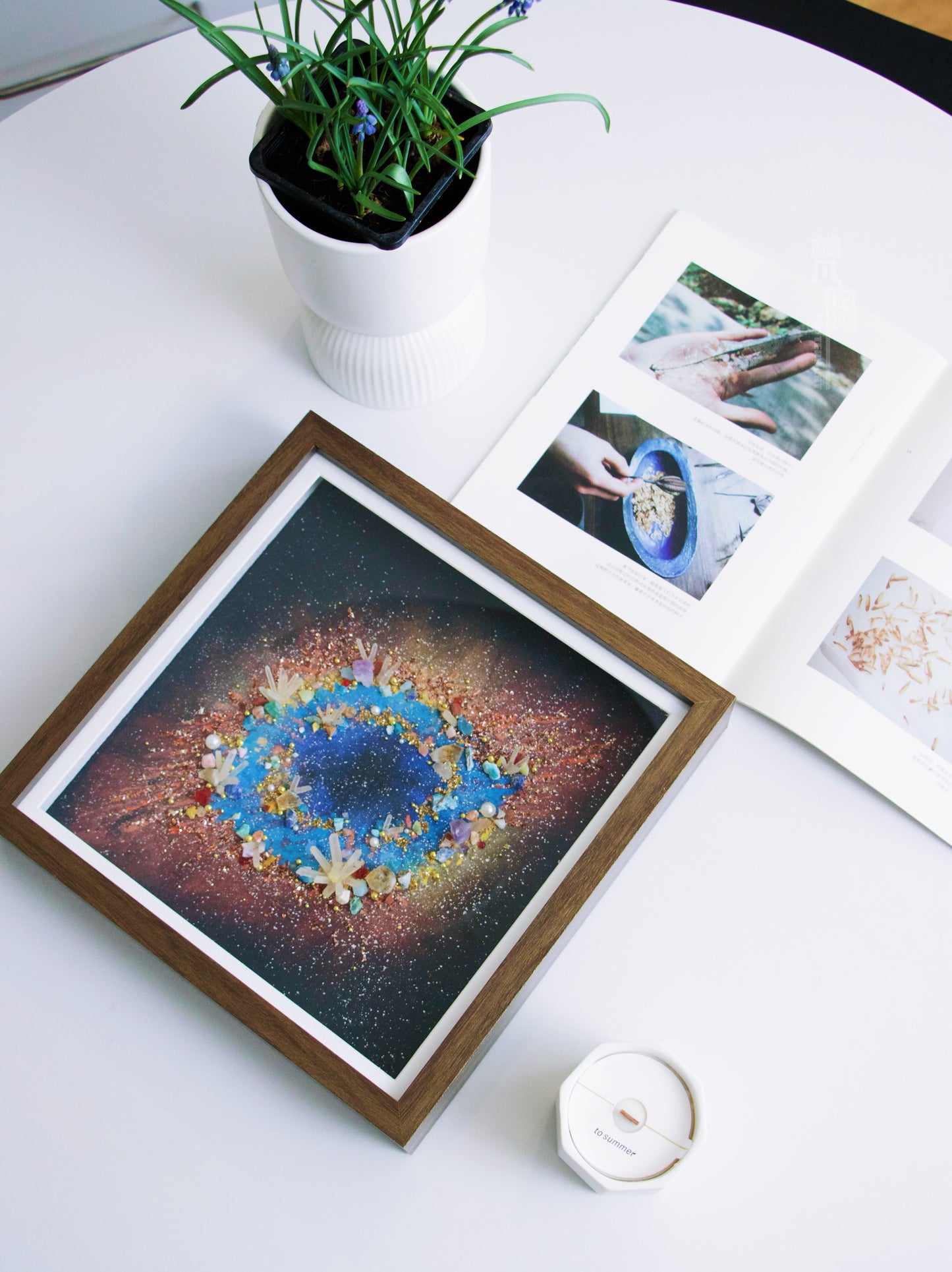 Hand-Painted Celestial Oculus — LED Light Frame