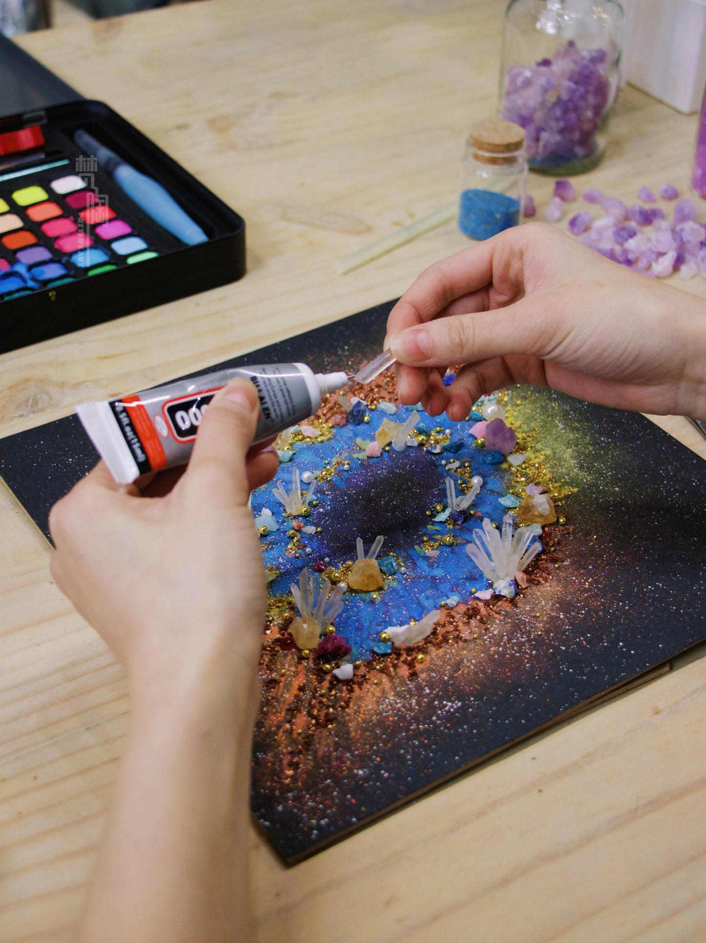 Hand-Painted Celestial Oculus — LED Light Frame