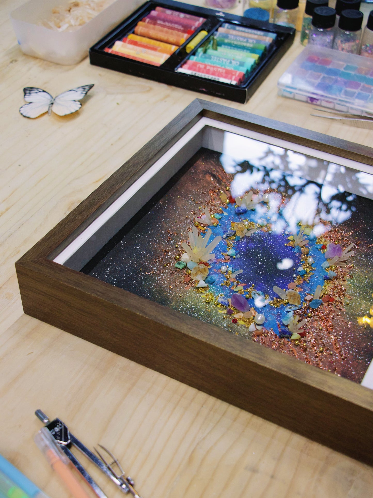 Hand-Painted Celestial Oculus — LED Light Frame