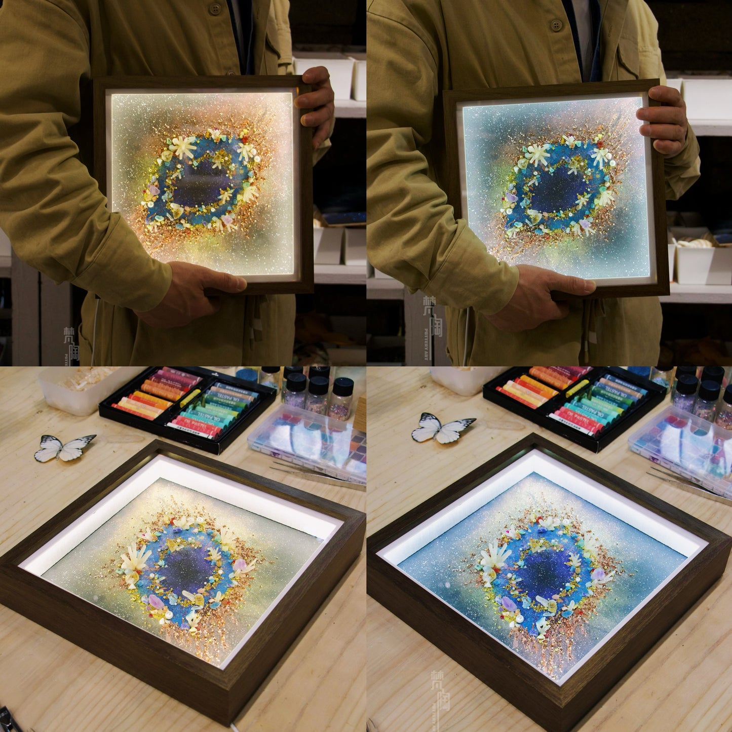 Hand-Painted Celestial Oculus — LED Light Frame