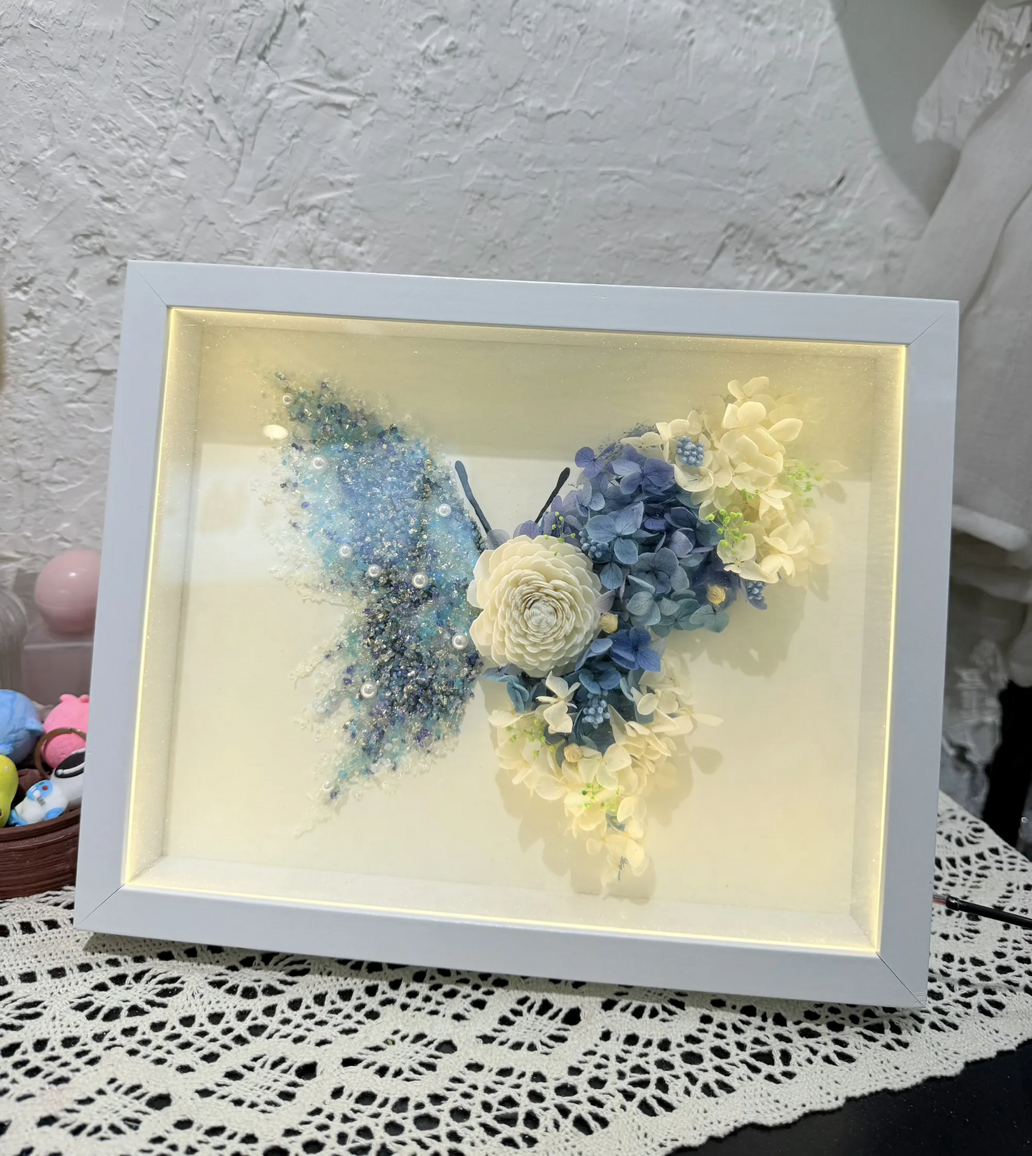 SeeVive Crystal Preserved Flower Shadow Box - Handmade Eternal Floral Art with Healing Energy