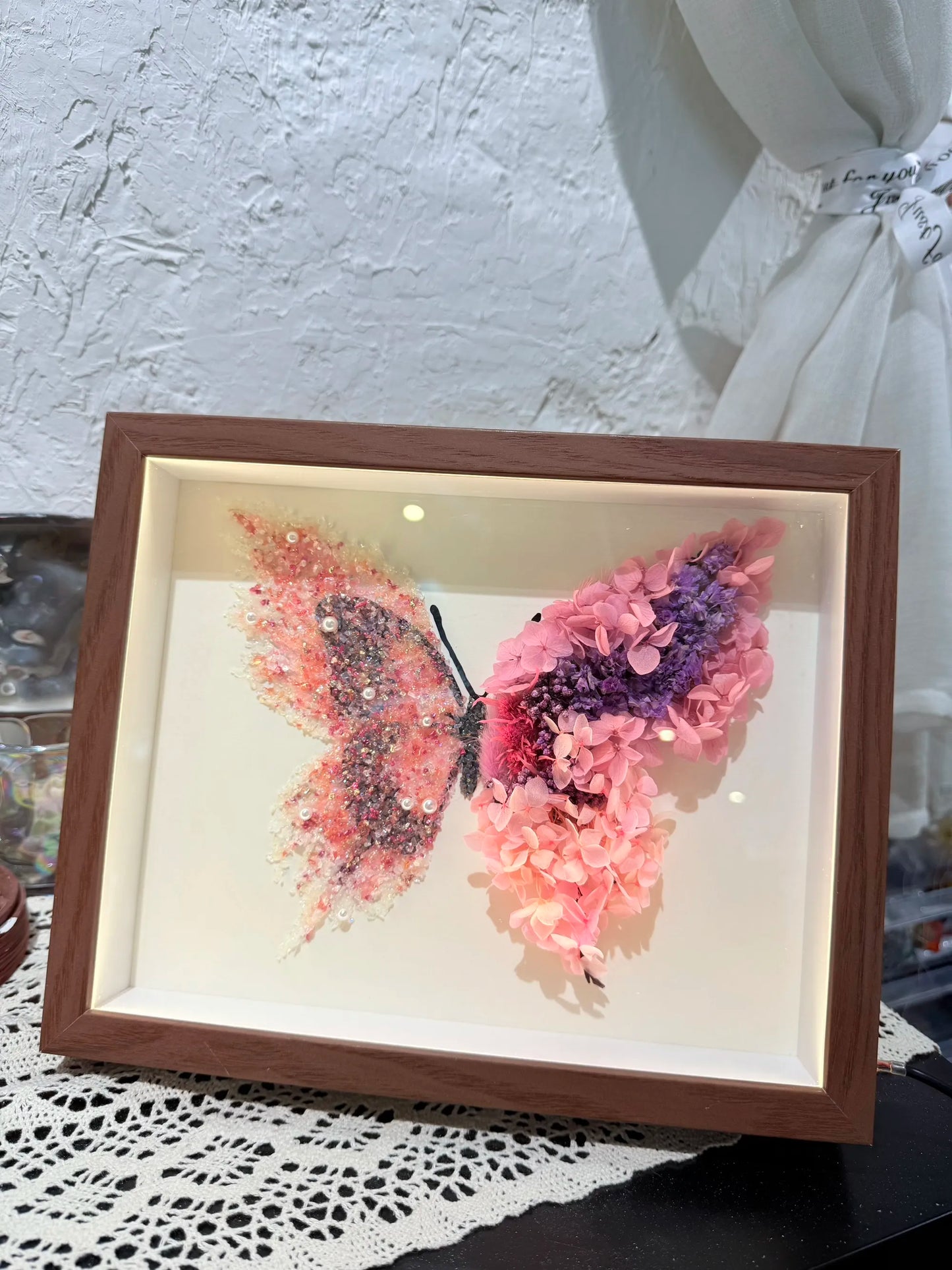 SeeVive Crystal Preserved Flower Shadow Box - Handmade Eternal Floral Art with Healing Energy