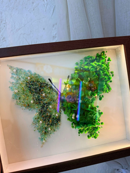 SeeVive Crystal Preserved Flower Shadow Box - Handmade Eternal Floral Art with Healing Energy