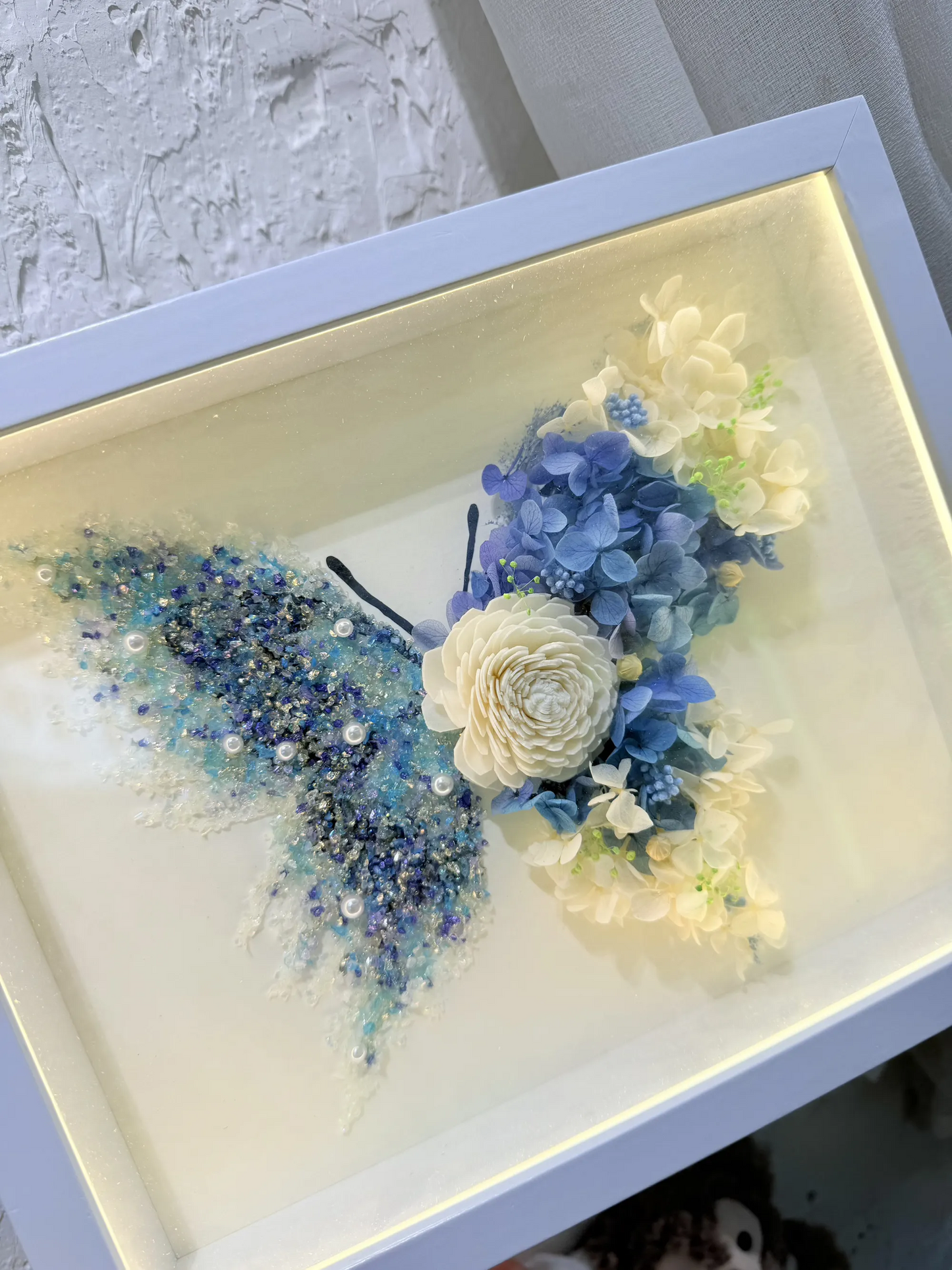 SeeVive Crystal Preserved Flower Shadow Box - Handmade Eternal Floral Art with Healing Energy