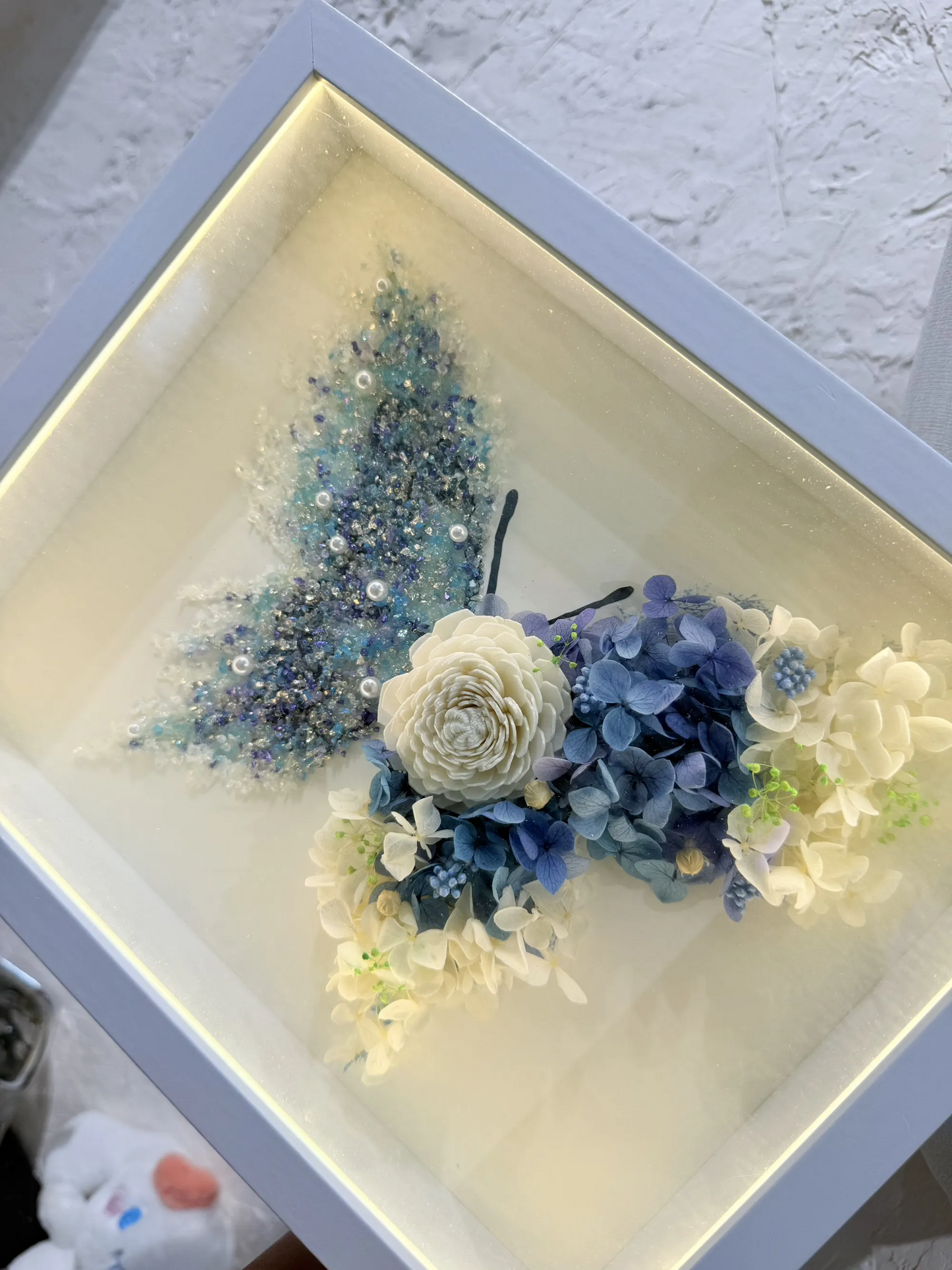 SeeVive Crystal Preserved Flower Shadow Box - Handmade Eternal Floral Art with Healing Energy
