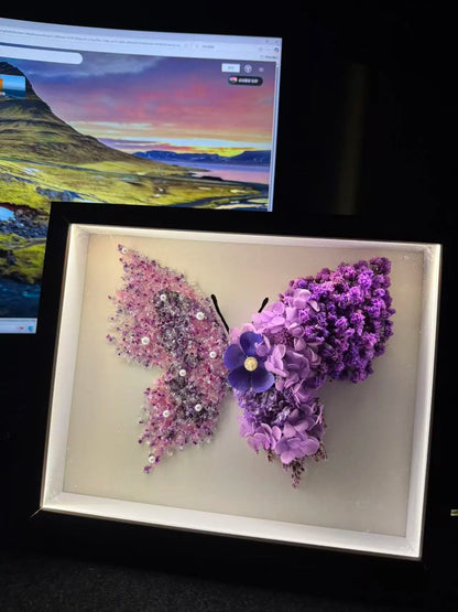 SeeVive Crystal Preserved Flower Shadow Box - Handmade Eternal Floral Art with Healing Energy