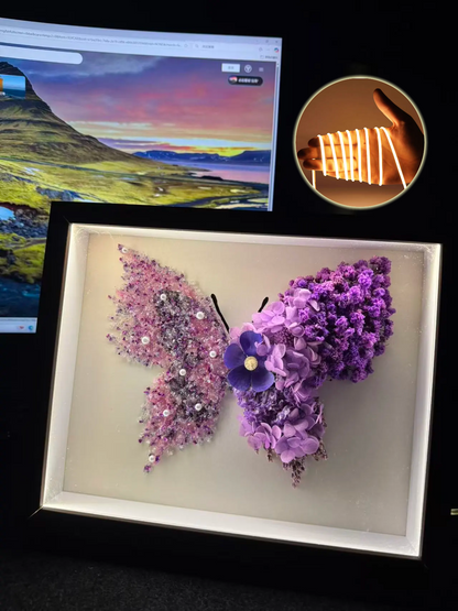 SeeVive Crystal Preserved Flower Shadow Box - Handmade Eternal Floral Art with Healing Energy