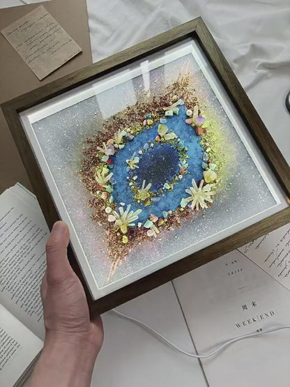 Hand-Painted Celestial Oculus — LED Light Frame